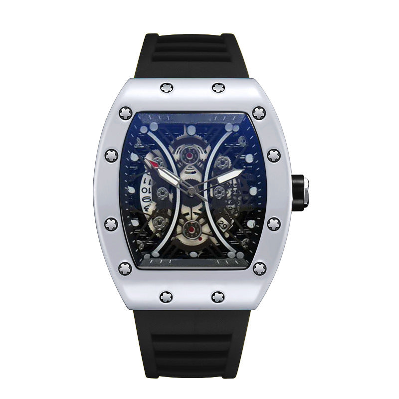 Automatic Quartz Hollow Luminous Waterproof Barrel-shaped Men